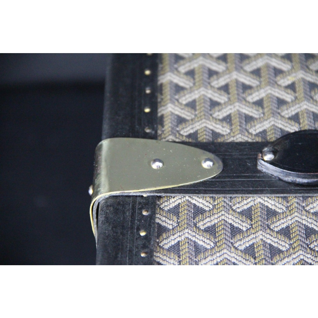 Malle bibliotheque Goyard en toile chevrons des années 1950 20