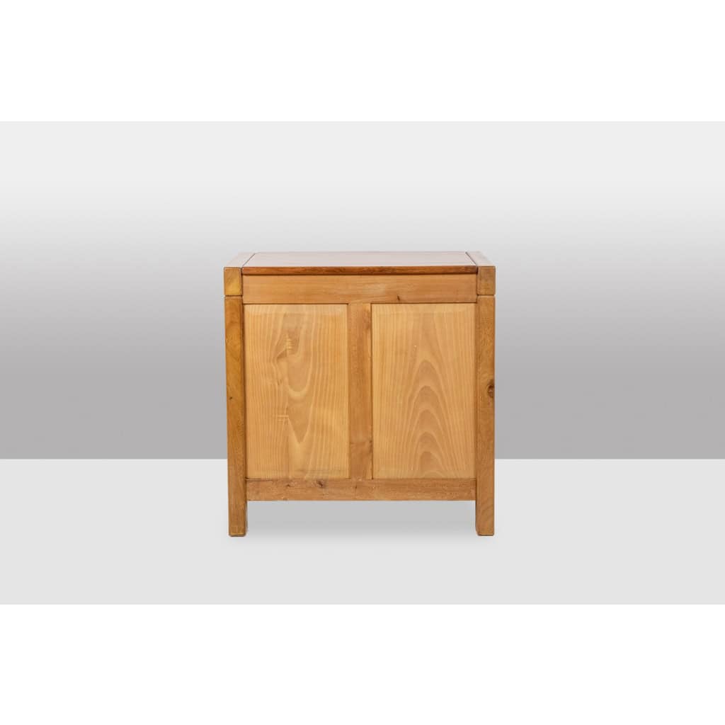 Bureau plat et son caisson en orme, 6 tiroirs en façade. Années 1970 LS6508 21