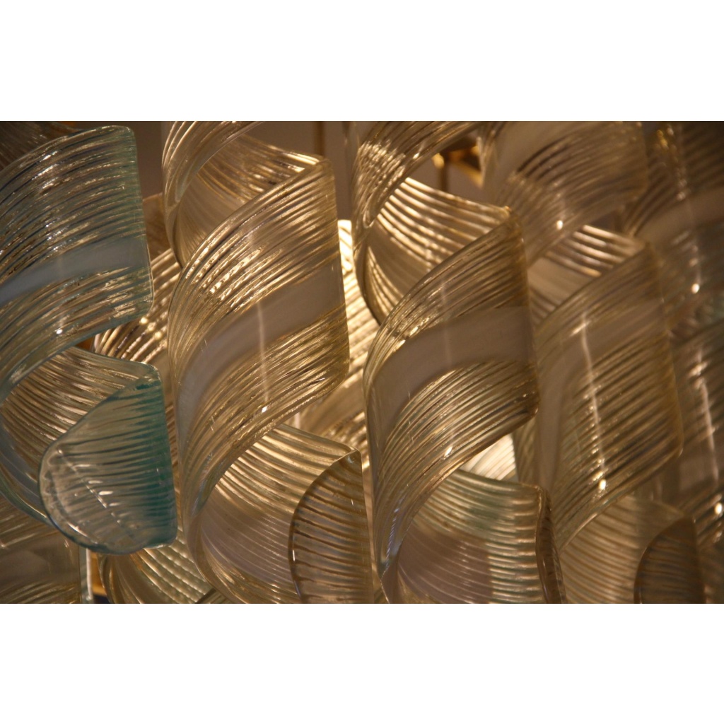 Lustre verre de Murano de style Mazzega bleu et doré 21