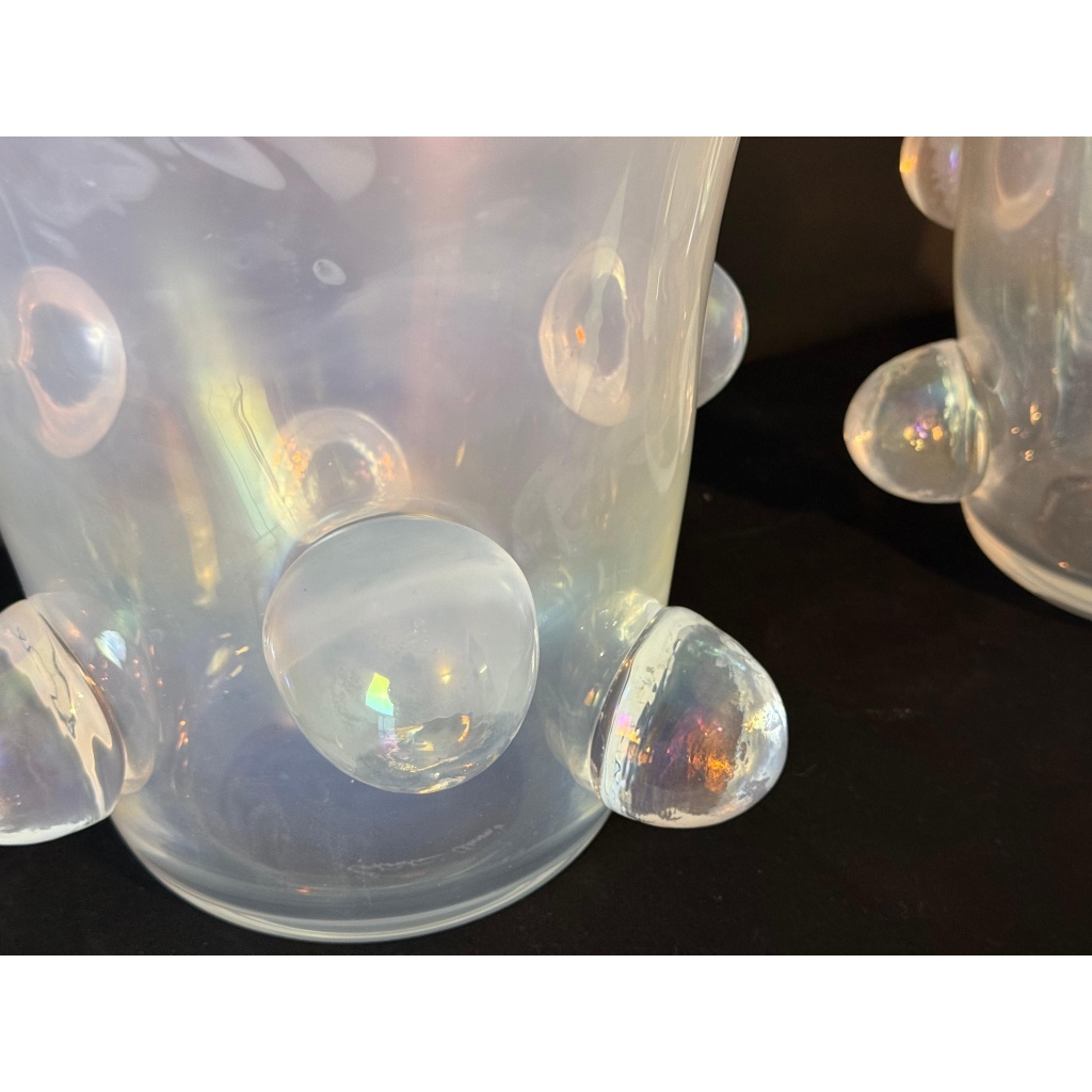 Paire de grands vases Cenedese en verre de Murano irisé 21