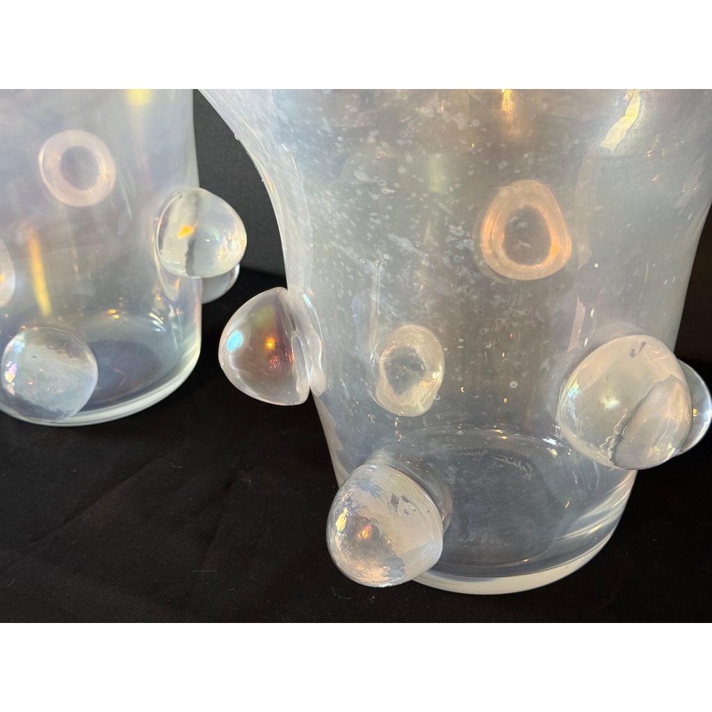 Paire de grands vases Cenedese en verre de Murano irisé 22
