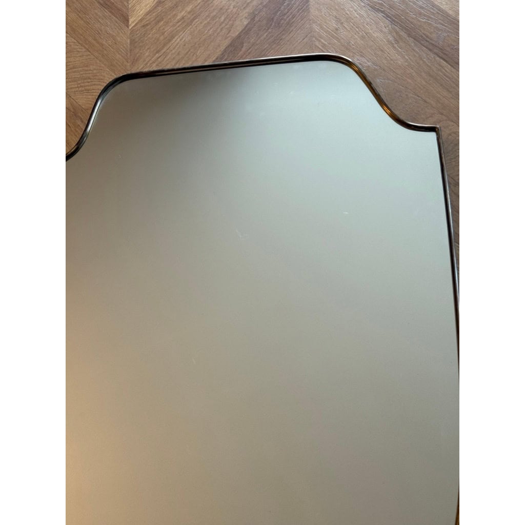 Paire de miroirs des années 50 en laiton doré 5