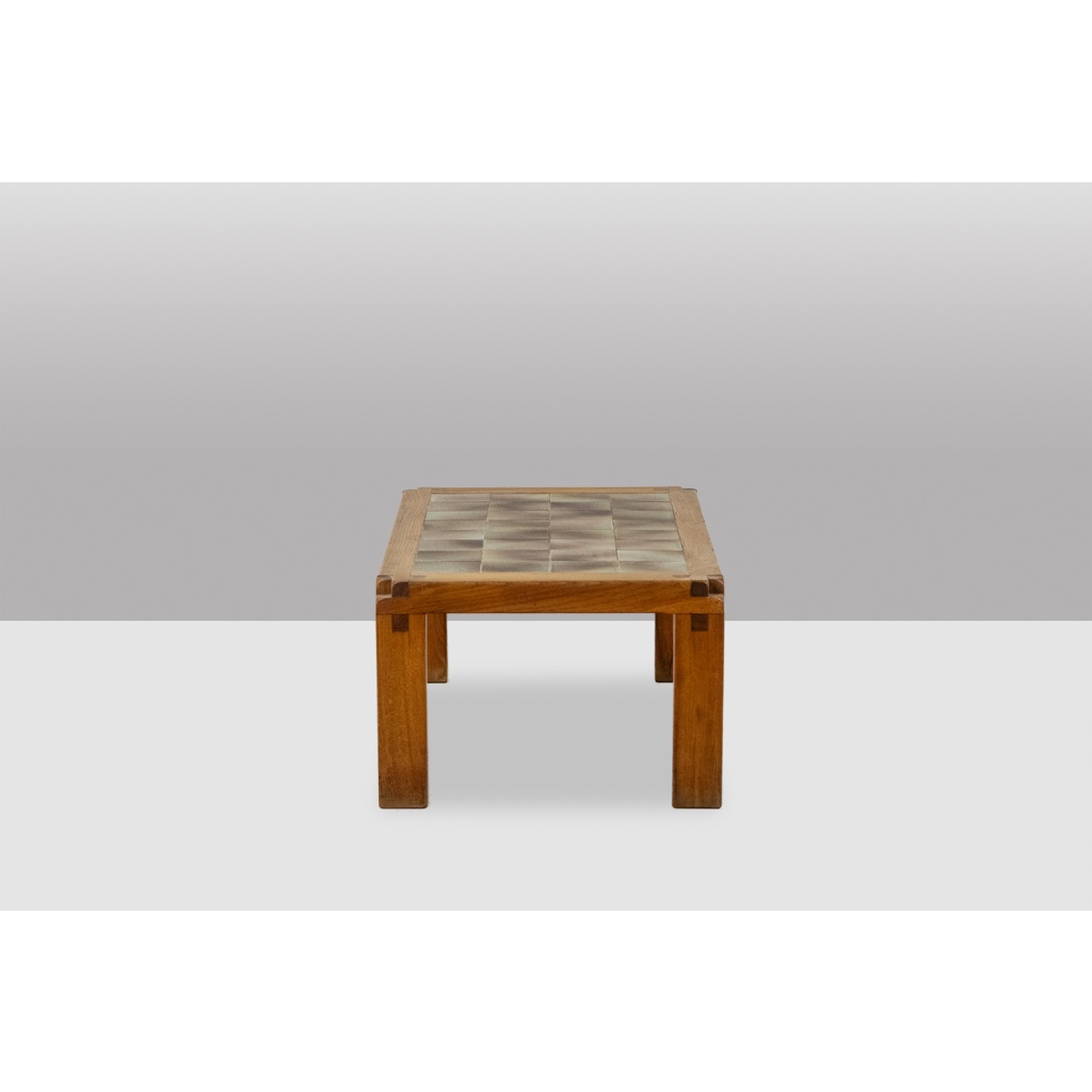 Pierre Chapo Table basse en orme blond et céramique. Circa 1960 LS62811458 5