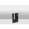 Paire de tables consoles en marbre et plateau de verre. Années 1980. LS6544 15