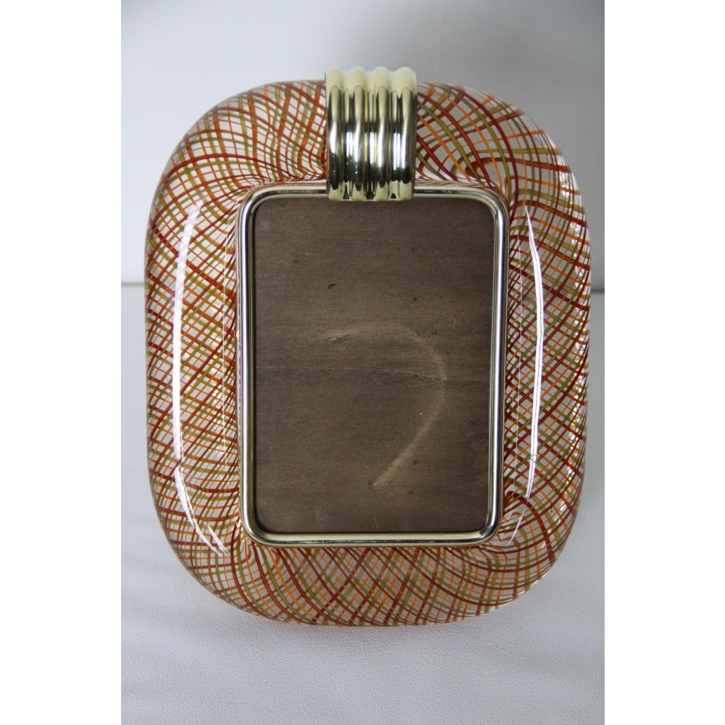 Cadre photo Venini verre de Murano rouge filigrané 5