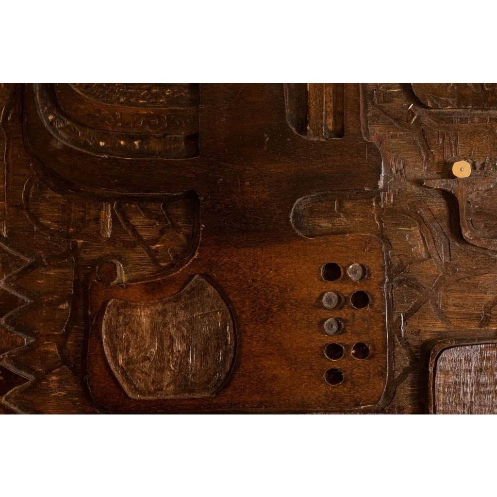 V. de Segonzac. Triptyque moderniste en bois sculpté. Contemporain. LS66703002 5