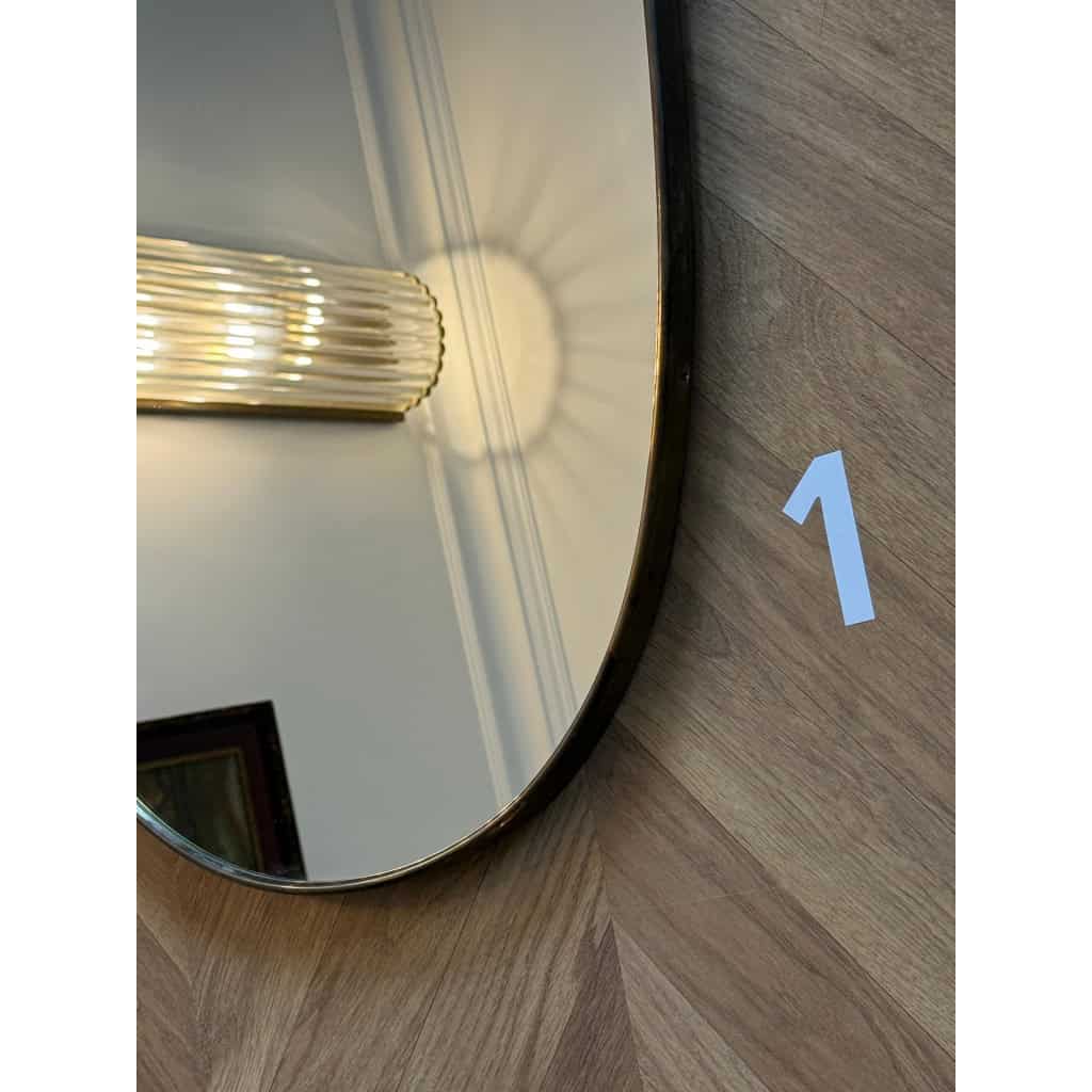 Paire de miroirs des années 50 en laiton doré 6