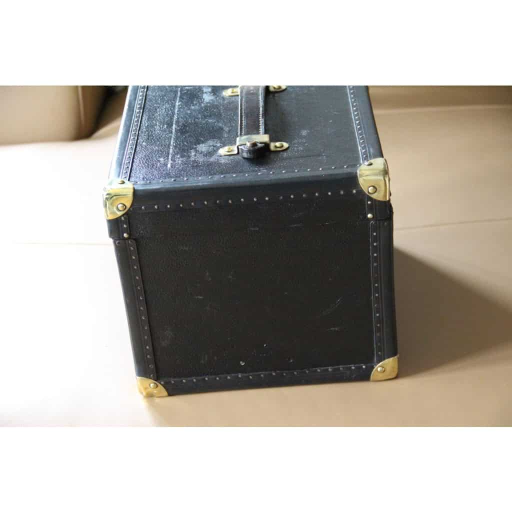 Vanity case ancien en cuir noir 6