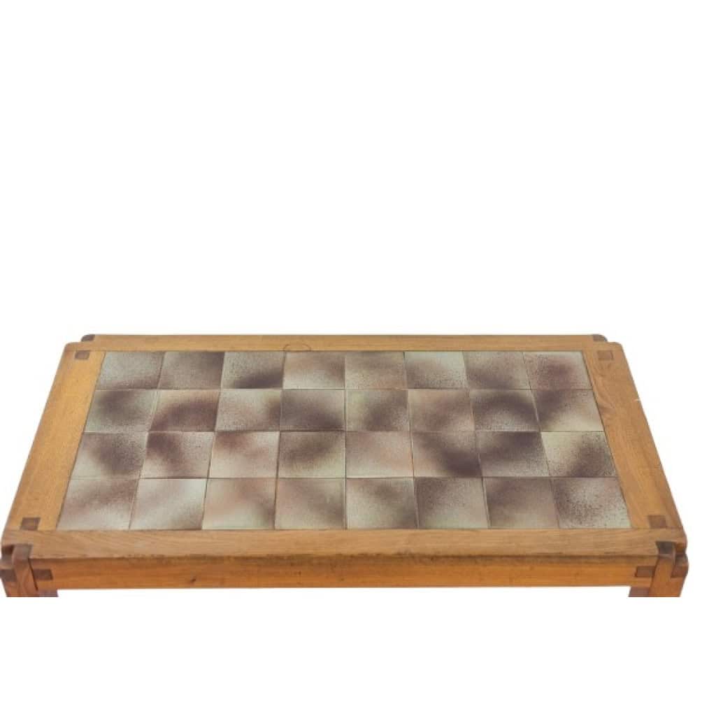 Pierre Chapo Table basse en orme blond et céramique. Circa 1960 LS62811458 6