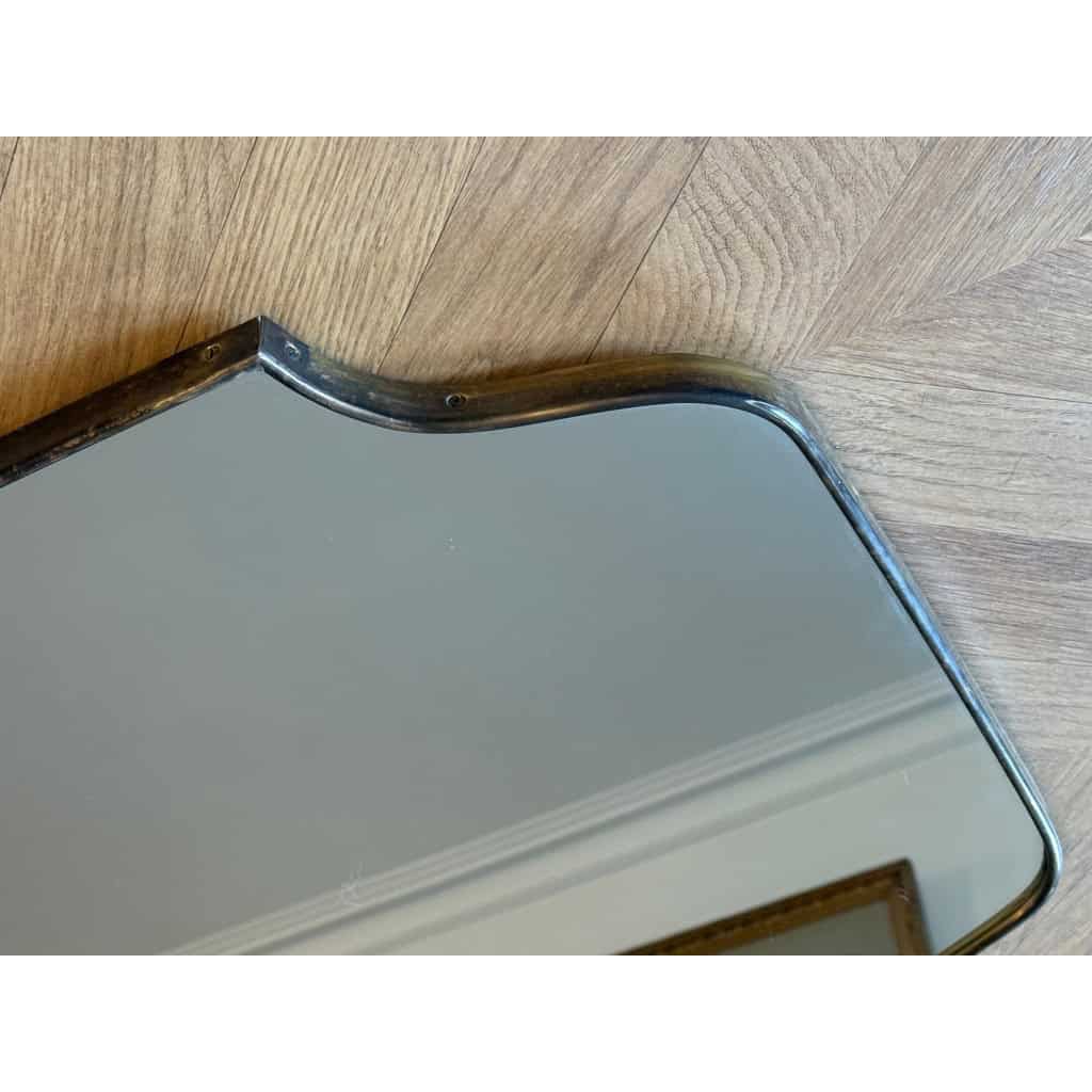 Paire de miroirs des années 50 en laiton doré 7
