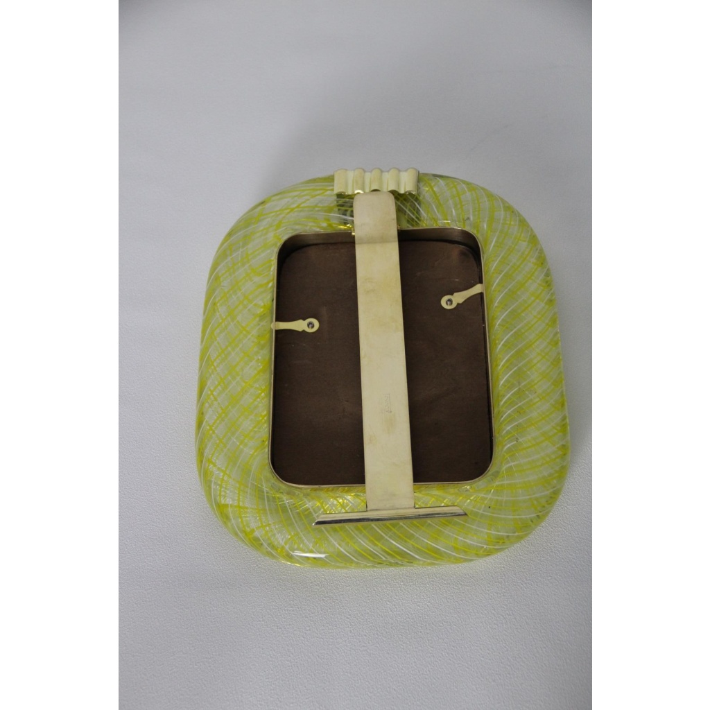 cadre photo Venini verre de Murano jaune filigrané 7