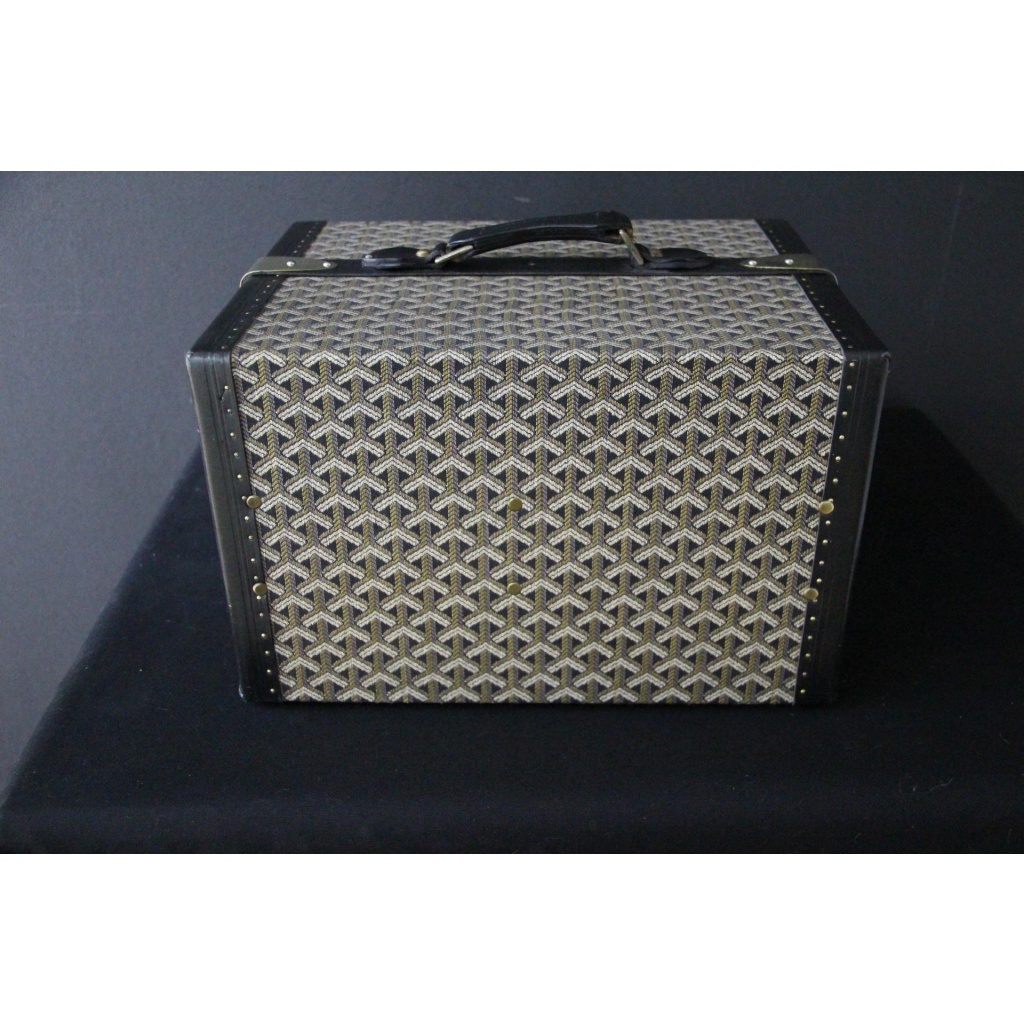 Malle bibliotheque Goyard en toile chevrons des années 1950 7