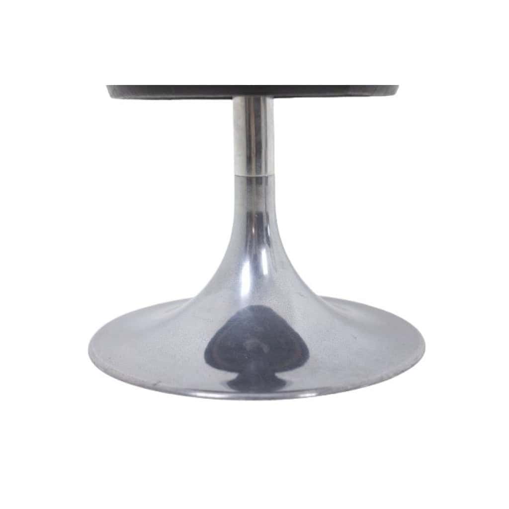 Black cylindrical low stool, steel base. 1970s LS6567 7