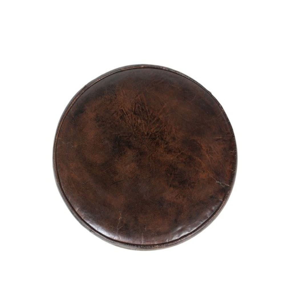 Tabouret rond de style Industriel, en métal et cuir. Années 1970 LS6609 7