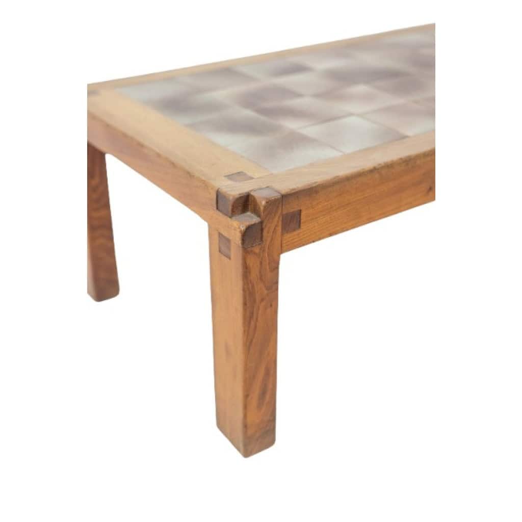 Pierre Chapo Table basse en orme blond et céramique. Circa 1960 LS62811458 8