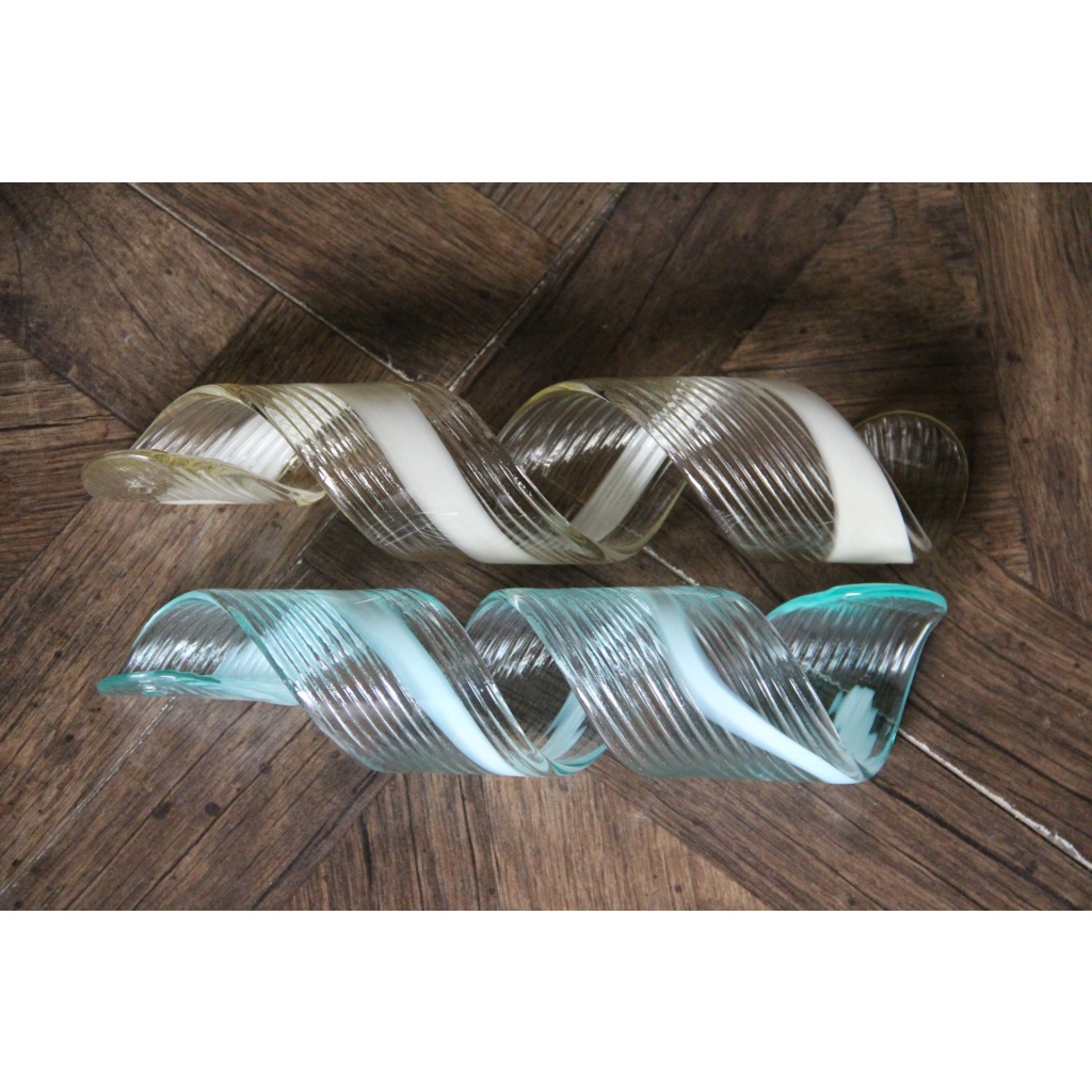 Lustre verre de Murano de style Mazzega bleu et doré 8