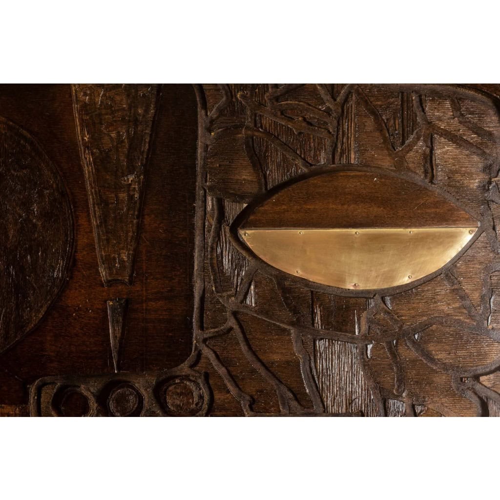 V. de Segonzac. Triptyque moderniste en bois sculpté. Contemporain. LS66703002 8