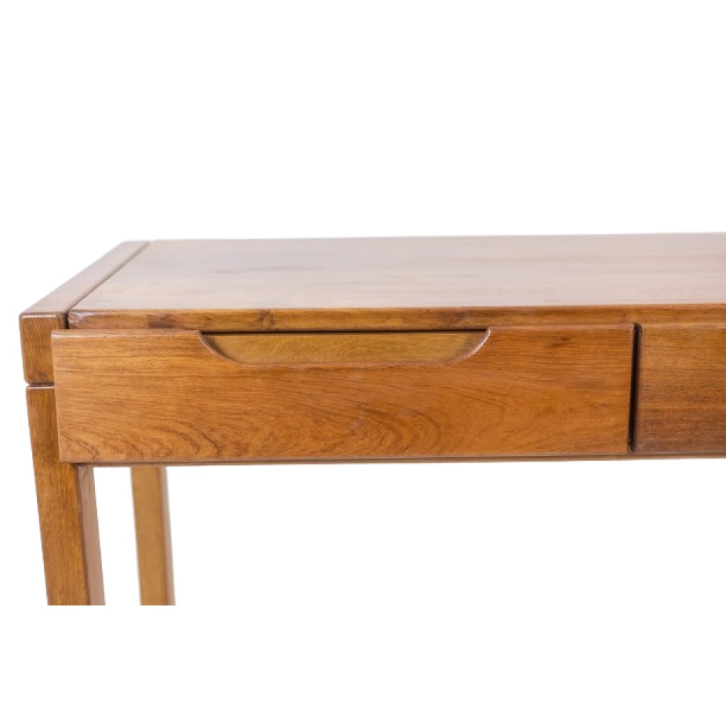 Bureau plat et son caisson en orme, 6 tiroirs en façade. Années 1970 LS6508 9