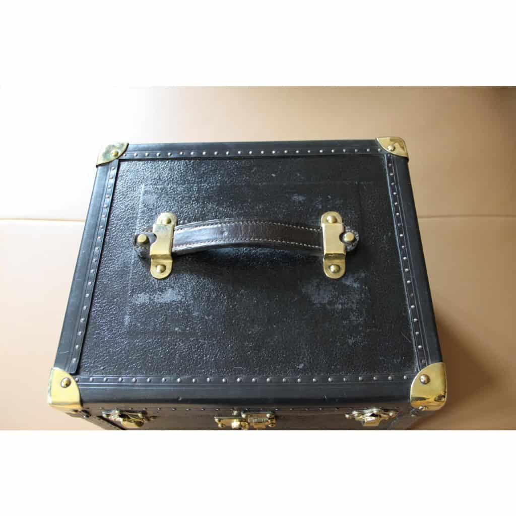 Vanity case ancien en cuir noir 9