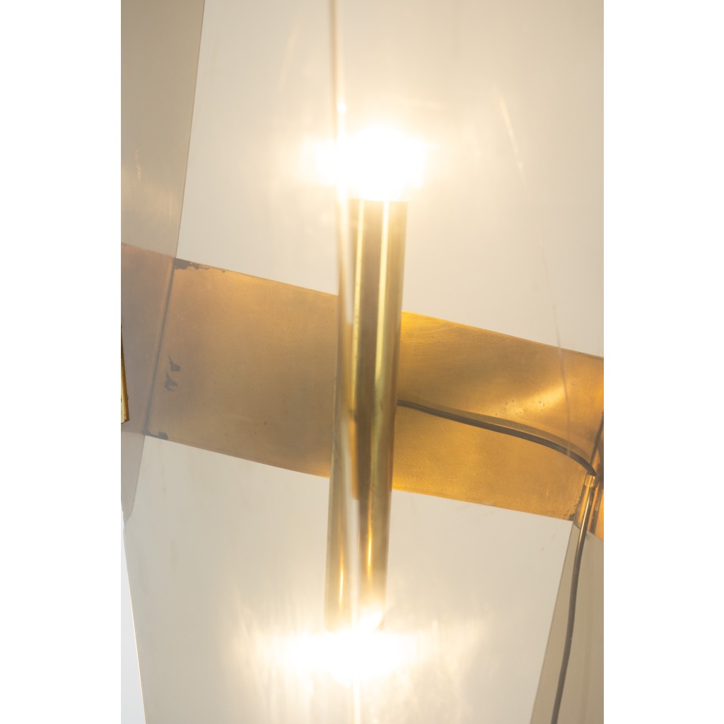 Giuseppe Calonaci, Lampadaire en plexiglass plié fumé. Années 1970 LS64742409Z 9