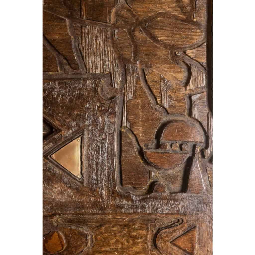 V. de Segonzac. Triptyque moderniste en bois sculpté. Contemporain. LS66703002 9