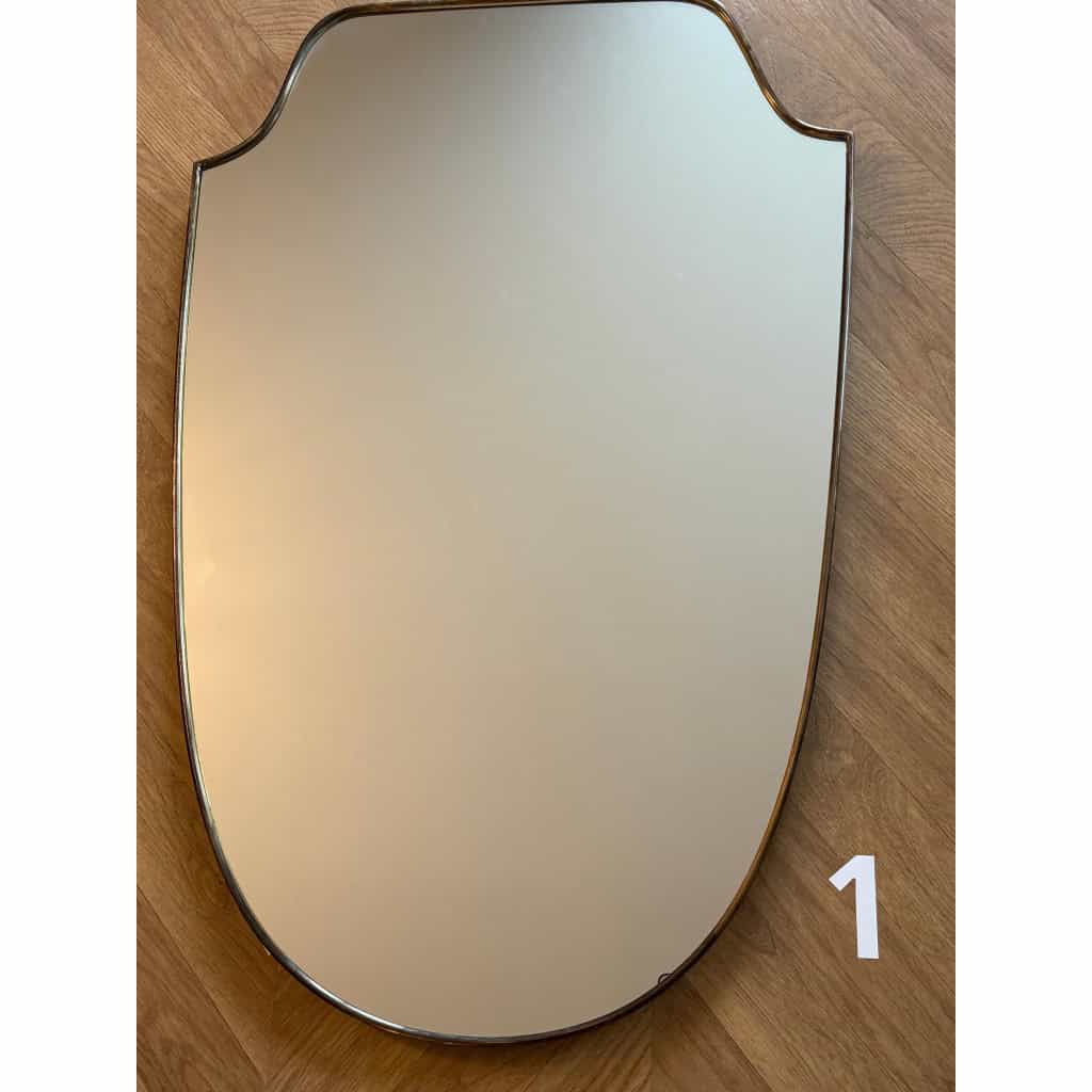 Paire de miroirs des années 50 en laiton doré 10
