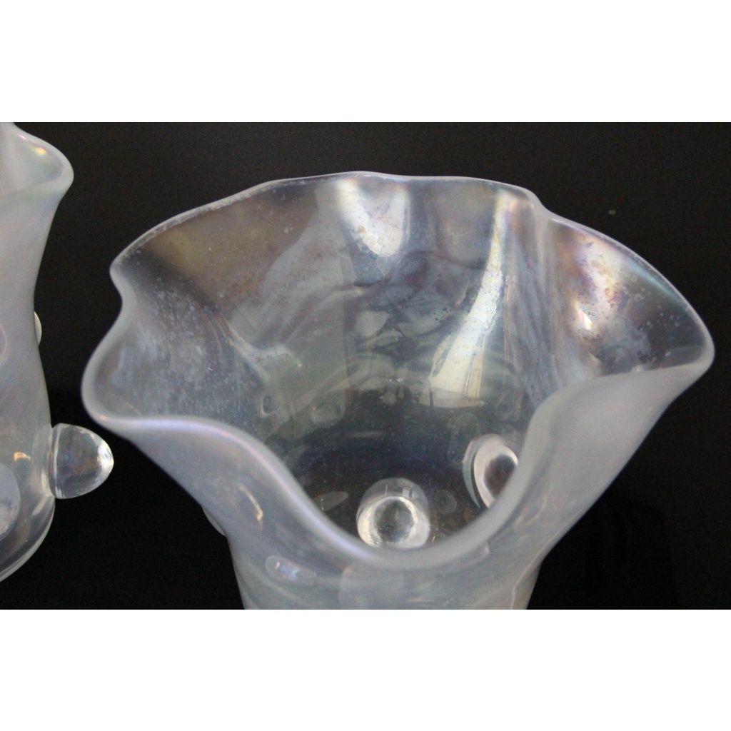 Paire de grands vases Cenedese en verre de Murano irisé 10