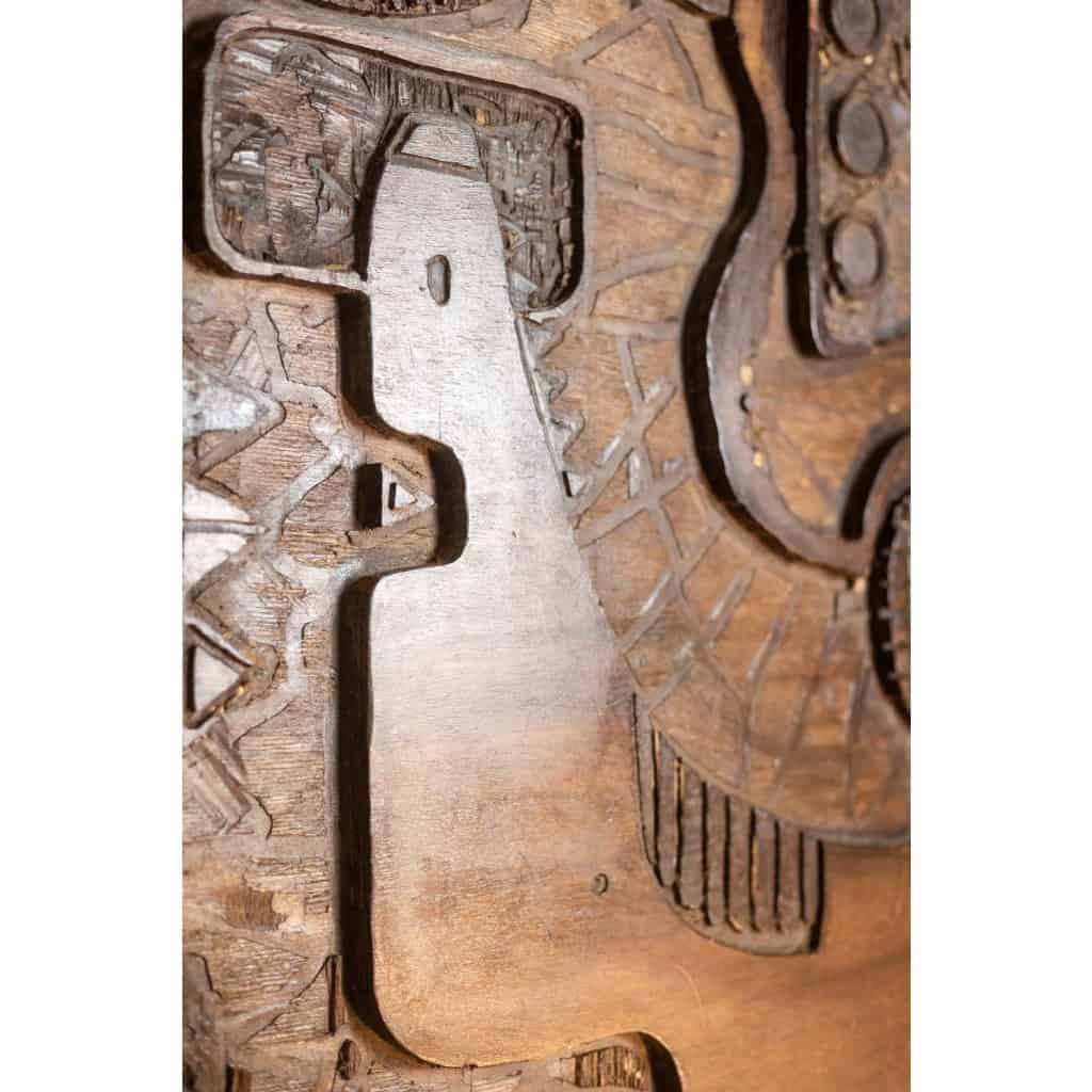 V. de Segonzac. Triptyque moderniste en bois sculpté. Contemporain. LS66703002 10