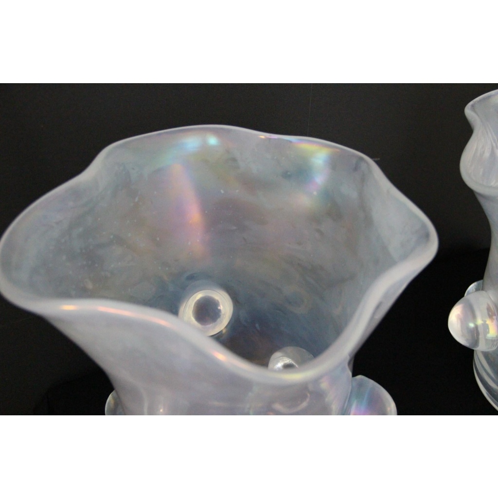 Paire de grands vases Cenedese en verre de Murano irisé 11