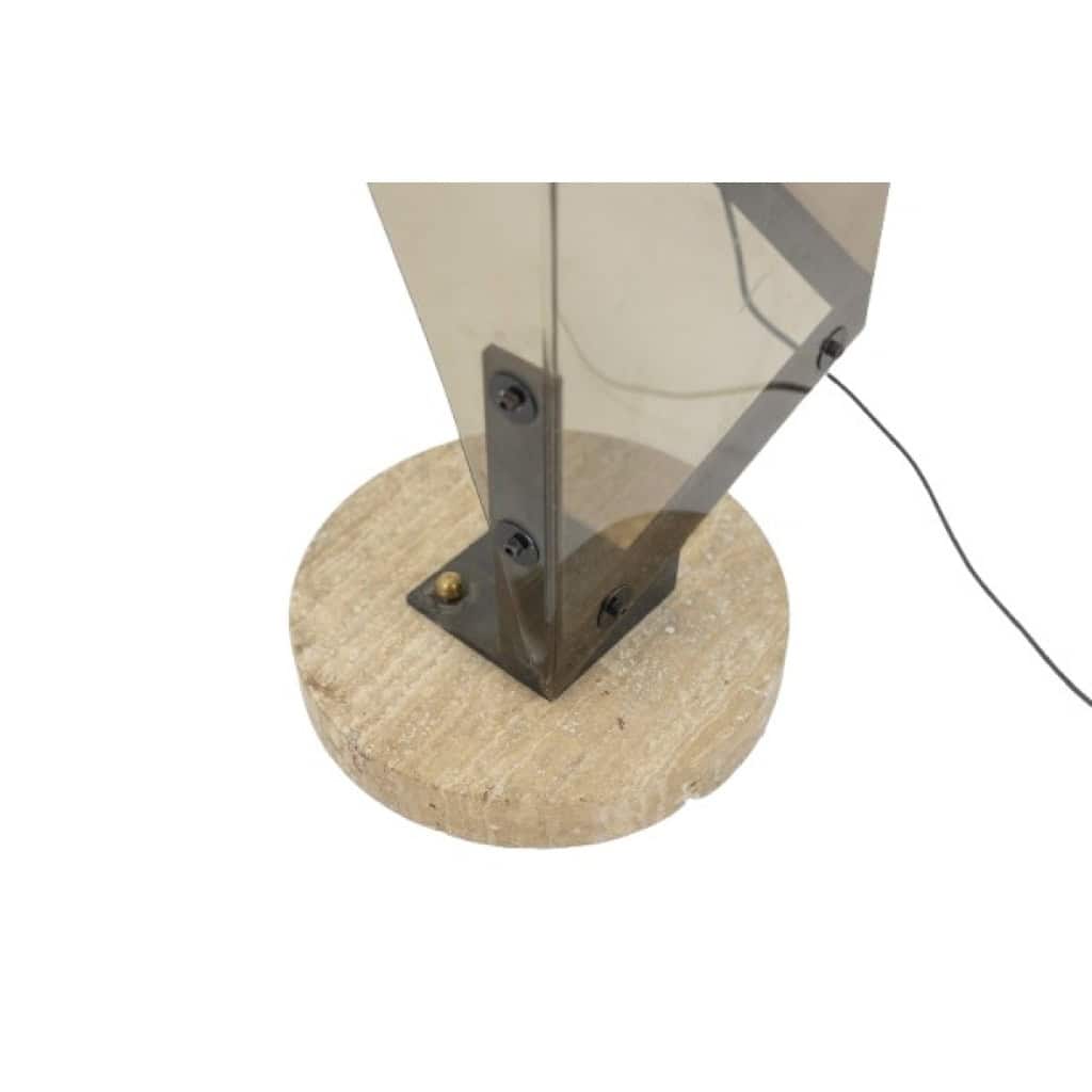 Giuseppe Calonaci, Lampadaire en plexiglass plié fumé. Années 1970 LS64742409Z 11
