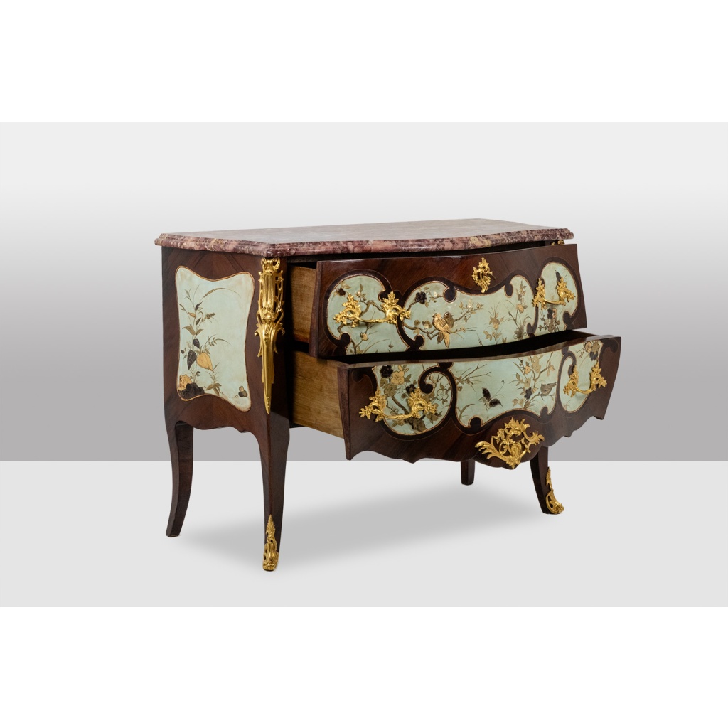 Commode sauteuse de style Louis XV, ouvrant à 2 tiroirs, à décor de fleurs LS34031901 11