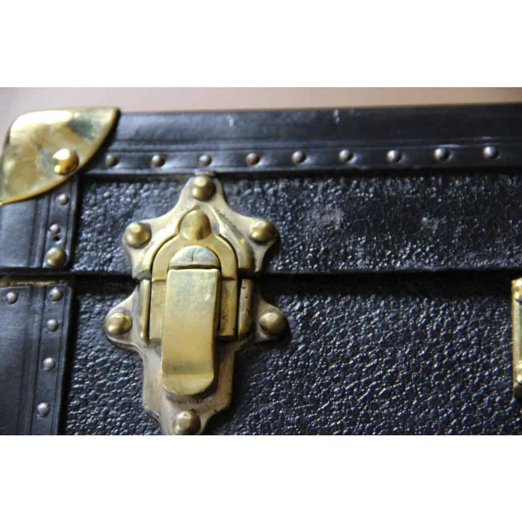 Vanity case ancien en cuir noir 12