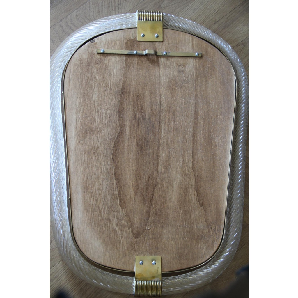 Miroir en verre de Murano blanc torsadé dans le style de Barovier 12