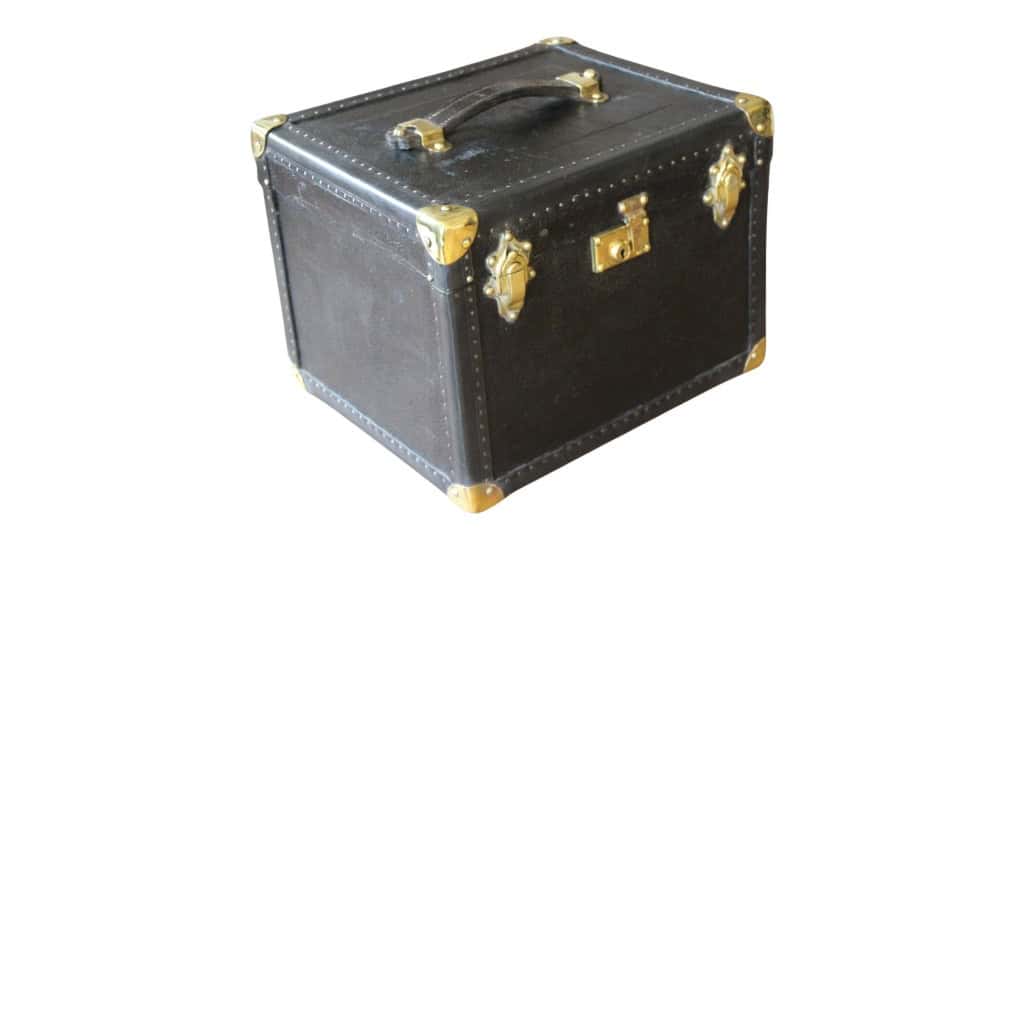 Vanity case ancien en cuir noir 3