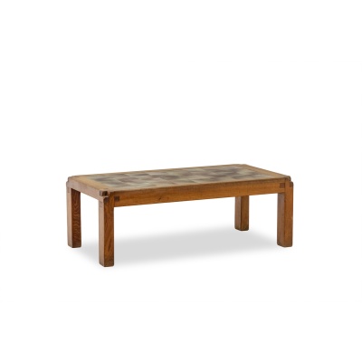 Pierre Chapo Table basse en orme blond et céramique. Circa 1960 LS62811458 3