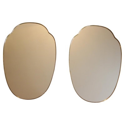 Paire de miroirs des années 50 en laiton doré