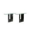 Paire de tables consoles en marbre et plateau de verre. Années 1980. LS6544 13