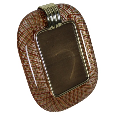 Cadre photo Venini verre de Murano rouge filigrané