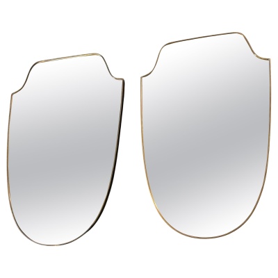 Paire de miroirs des années 50 en laiton doré 3