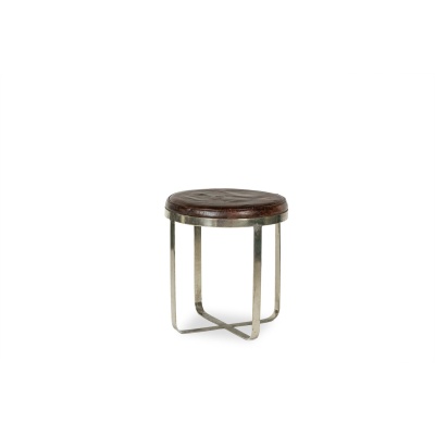 Tabouret rond de style Industriel, en métal et cuir. Années 1970 LS6609 Tabouret rond de style Industriel, en métal et cuir. Années 1970 LS6609
