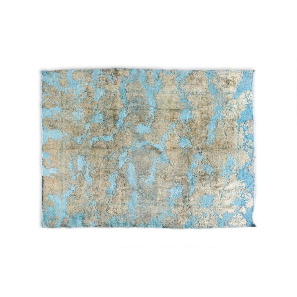Tapis de sol rectangulaire en laine à fond bleu clair. Contemporain. LS6613 3