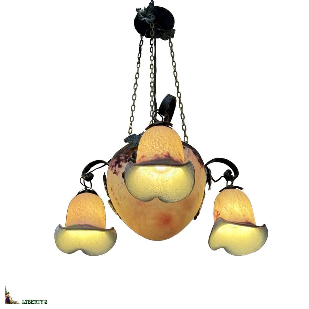 Suspension en verre et métal, diam. 45 cm x haut. 61 cm, (Mi XXe) 3