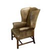 Fauteuil anglais appelé « Wing Chair » en cuir vert. Circa 1920 8