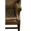 Fauteuil anglais appelé « Wing Chair » en cuir vert. Circa 1920 10