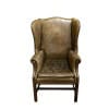 Fauteuil anglais appelé « Wing Chair » en cuir vert. Circa 1920 11