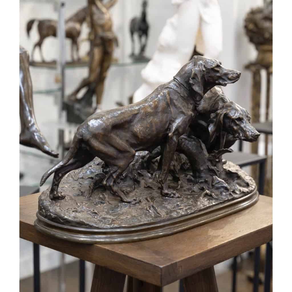Groupe En Bronze , Chiens Saintongeois Au Repos , Pierre – Jules Mêne (1810-1879) 8