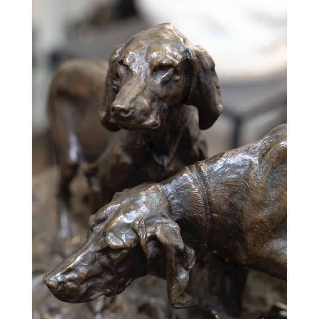 Groupe En Bronze , Chiens Saintongeois Au Repos , Pierre – Jules Mêne (1810-1879) 7