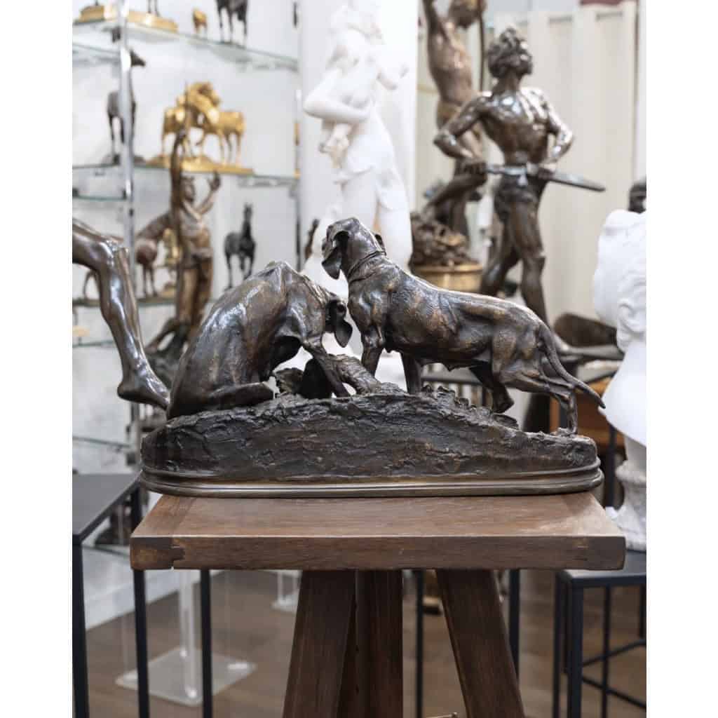 Groupe En Bronze , Chiens Saintongeois Au Repos , Pierre – Jules Mêne (1810-1879) 9