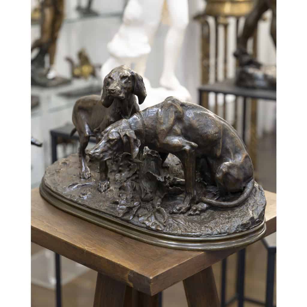 Groupe En Bronze , Chiens Saintongeois Au Repos , Pierre – Jules Mêne (1810-1879) 4