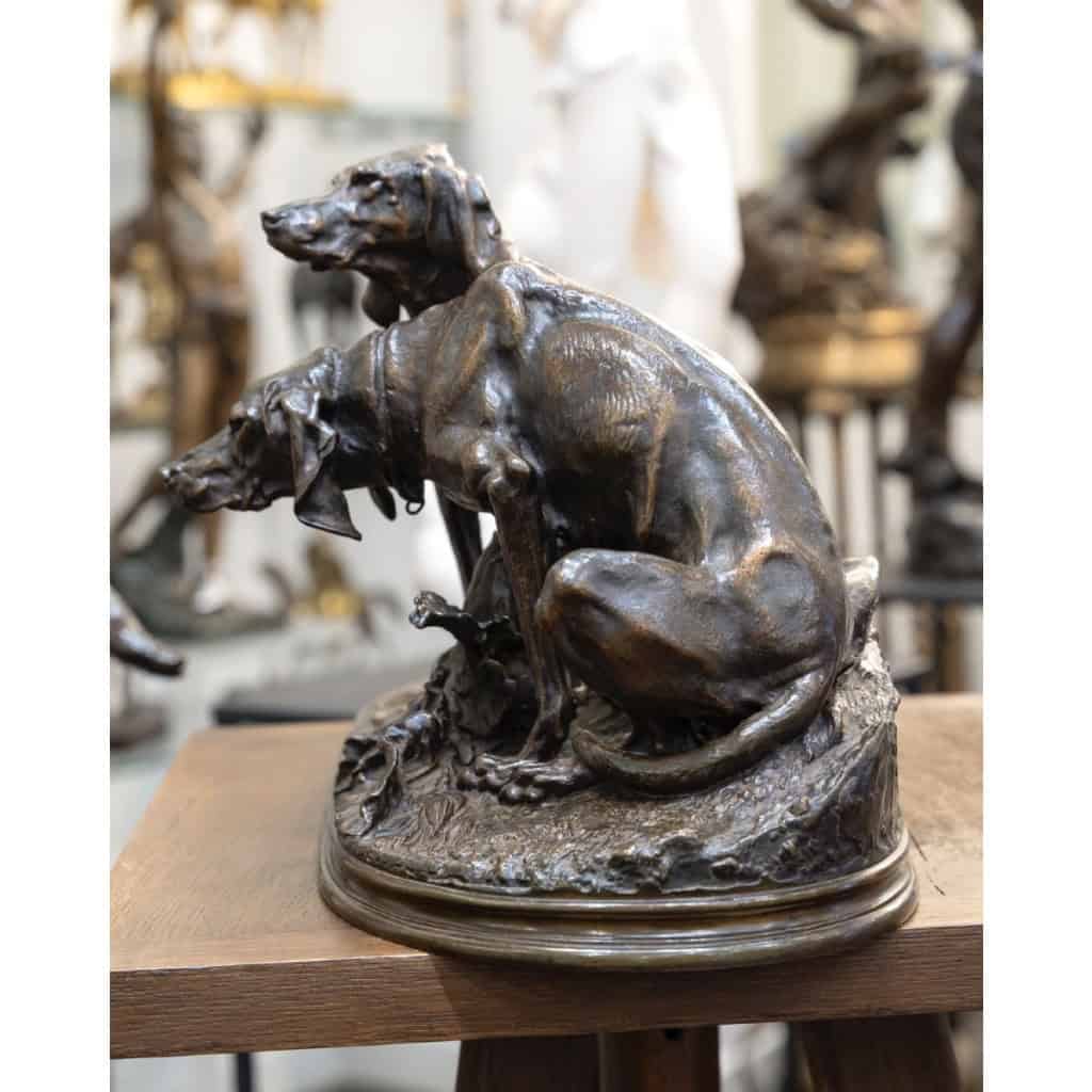 Groupe En Bronze , Chiens Saintongeois Au Repos , Pierre – Jules Mêne (1810-1879) 5